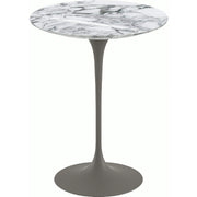 Saarinen Side Table - 16" Round side/end table Knoll Grey Arabescato marble, Shiny finish 