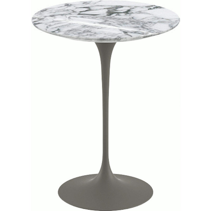 Saarinen Side Table - 16" Round side/end table Knoll Grey Arabescato marble, Shiny finish 