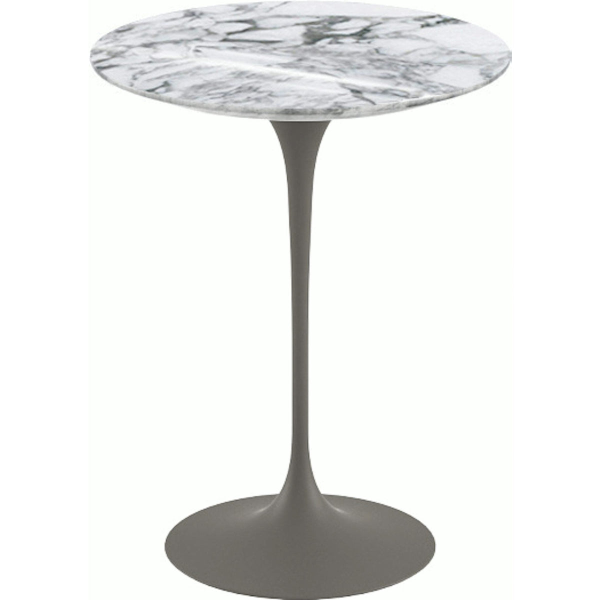 Saarinen Side Table - 16" Round side/end table Knoll Grey Arabescato marble, Shiny finish 