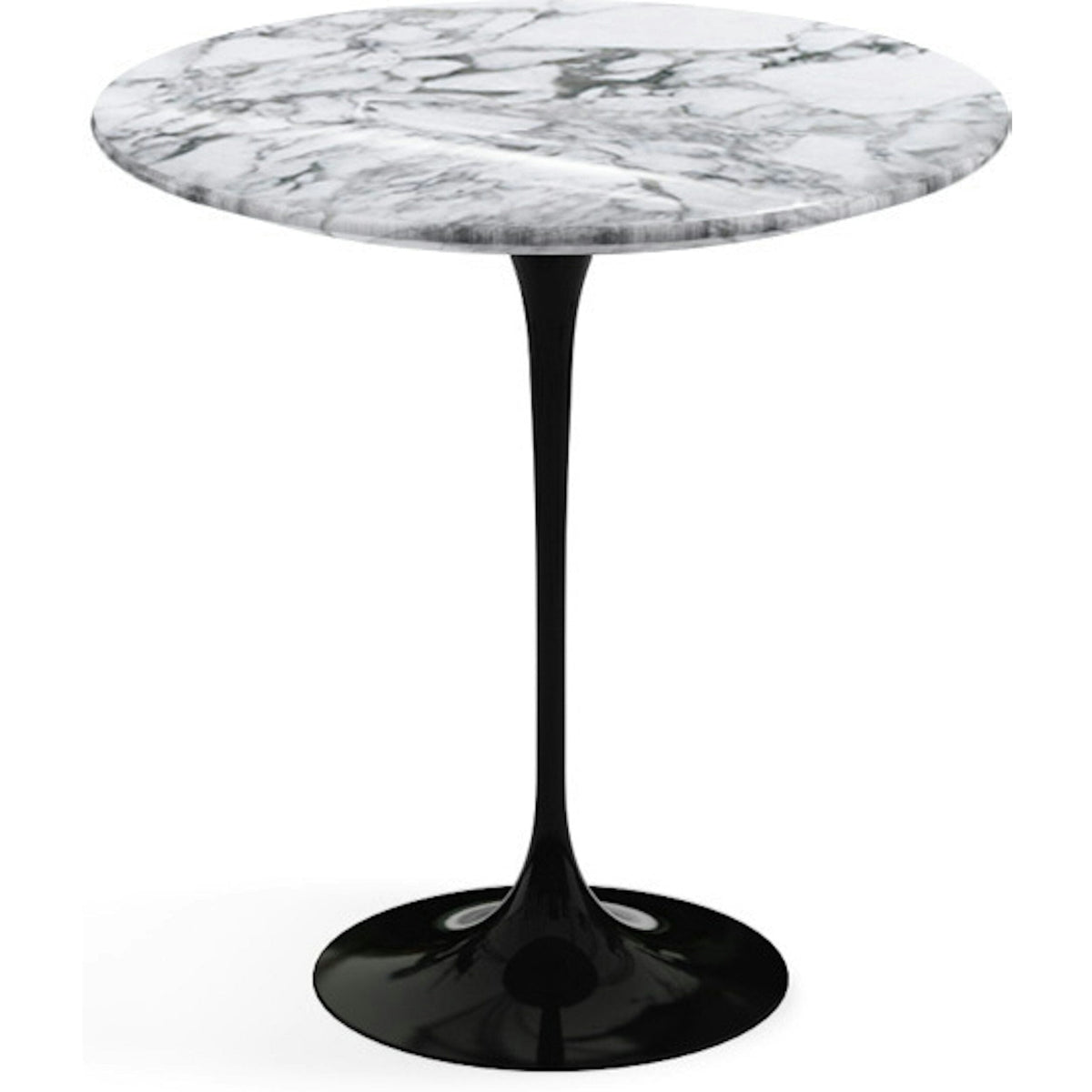 Saarinen Side Table - 20” Round side/end table Knoll Black Arabescato marble, Shiny finish 