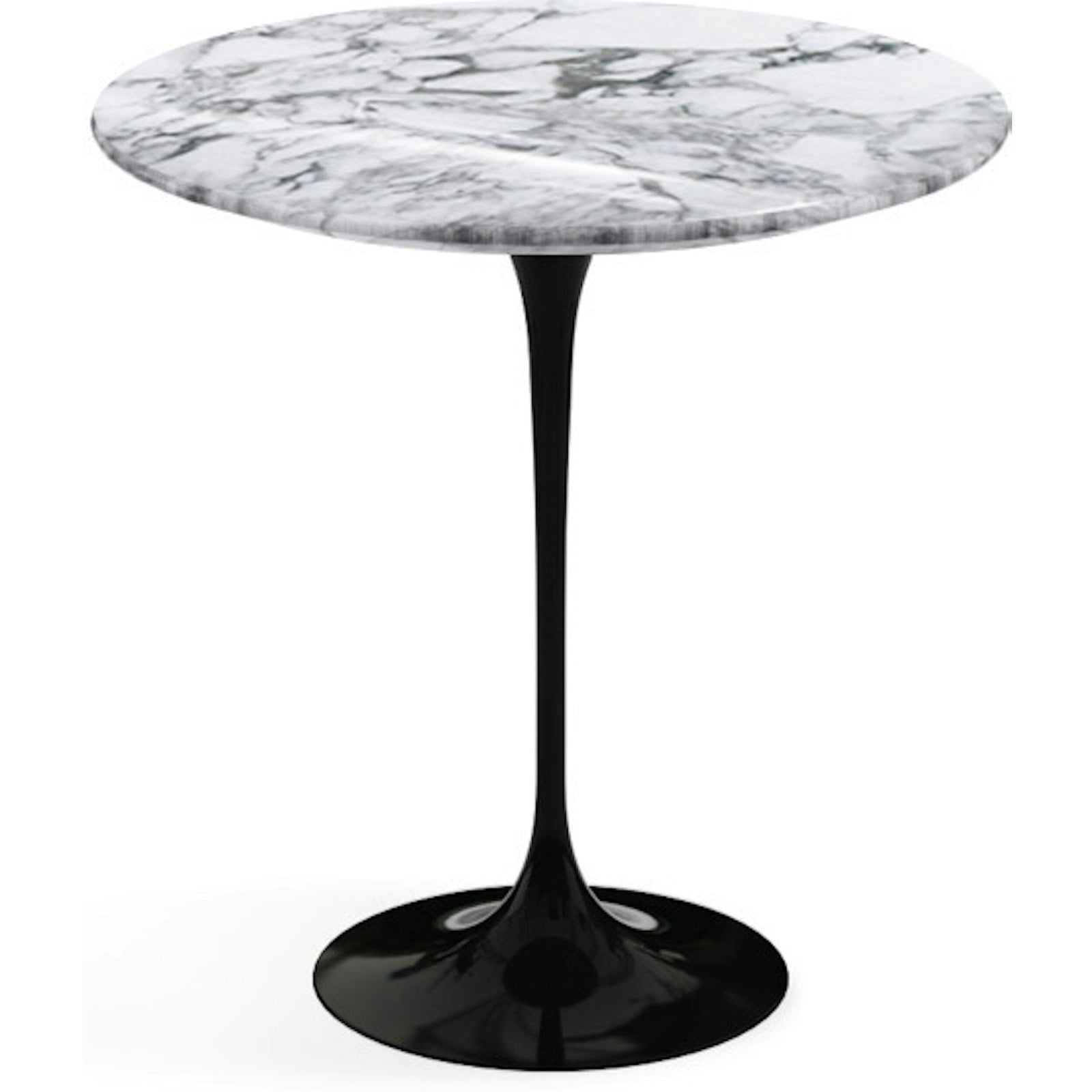 Saarinen Side Table - 20” Round side/end table Knoll Black Arabescato marble, Shiny finish 