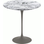 Saarinen Side Table - 20” Round side/end table Knoll Grey Arabescato marble, Shiny finish 