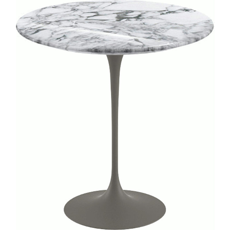 Saarinen Side Table - 20” Round side/end table Knoll Grey Arabescato marble, Shiny finish 