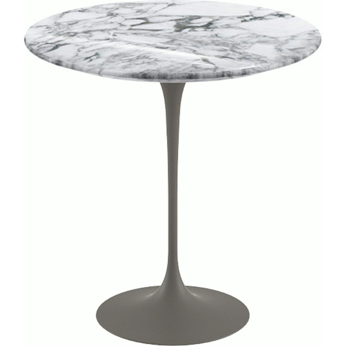 Saarinen Side Table - 20” Round side/end table Knoll Grey Arabescato marble, Shiny finish 