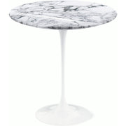 Saarinen Side Table - 20” Round side/end table Knoll White Arabescato marble, Shiny finish 