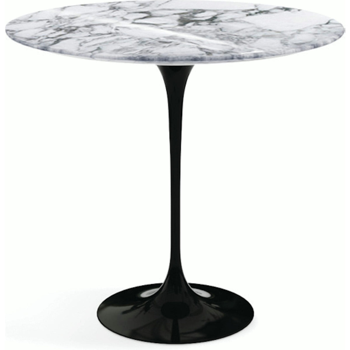 Saarinen Side Table - 22” Oval side/end table Knoll Black Arabescato marble, Shiny finish 