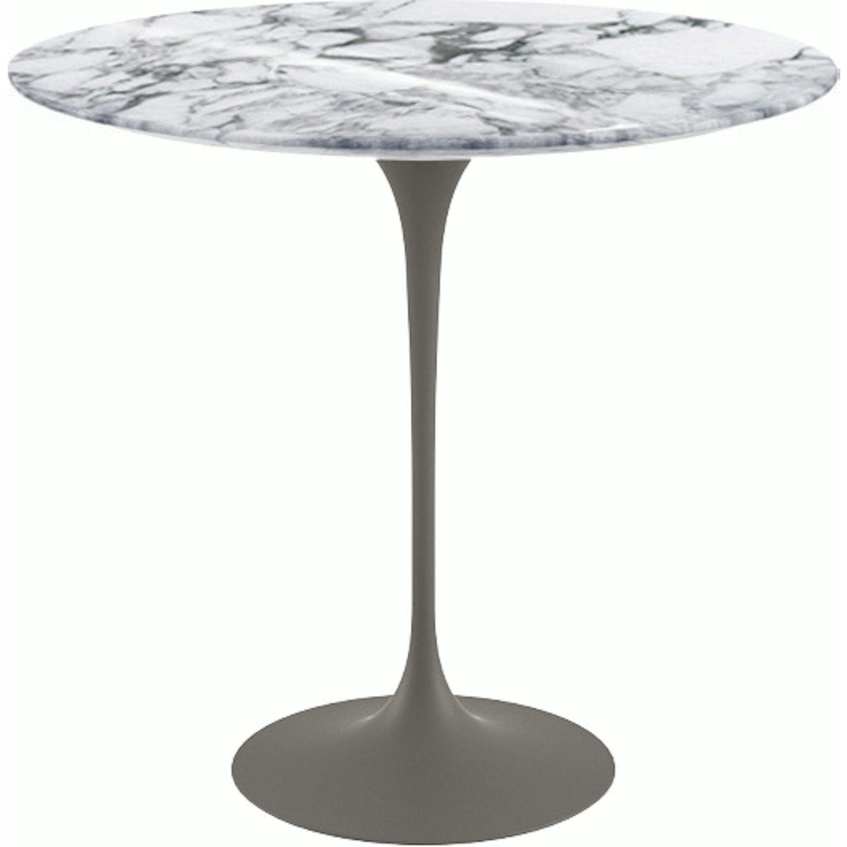 Saarinen Side Table - 22” Oval side/end table Knoll Grey Arabescato marble, Shiny finish 