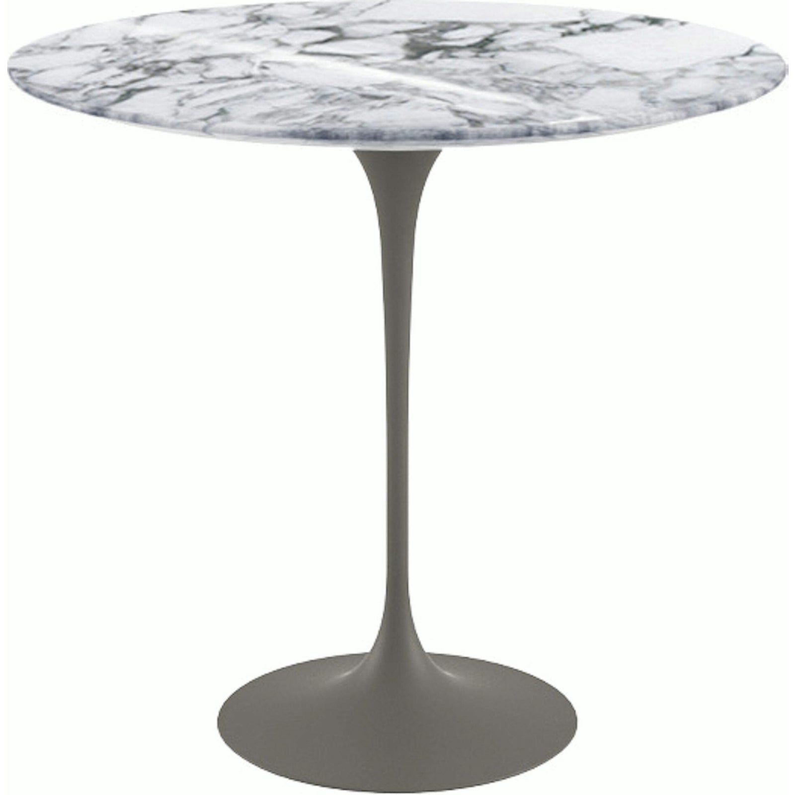 Saarinen Side Table - 22” Oval side/end table Knoll Grey Arabescato marble, Shiny finish 