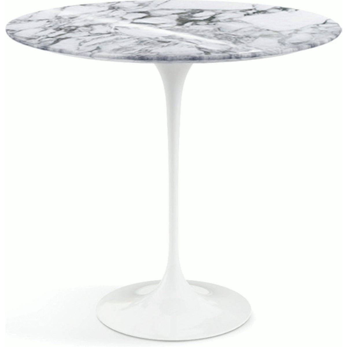 Saarinen Side Table - 22” Oval side/end table Knoll White Arabescato marble, Shiny finish 