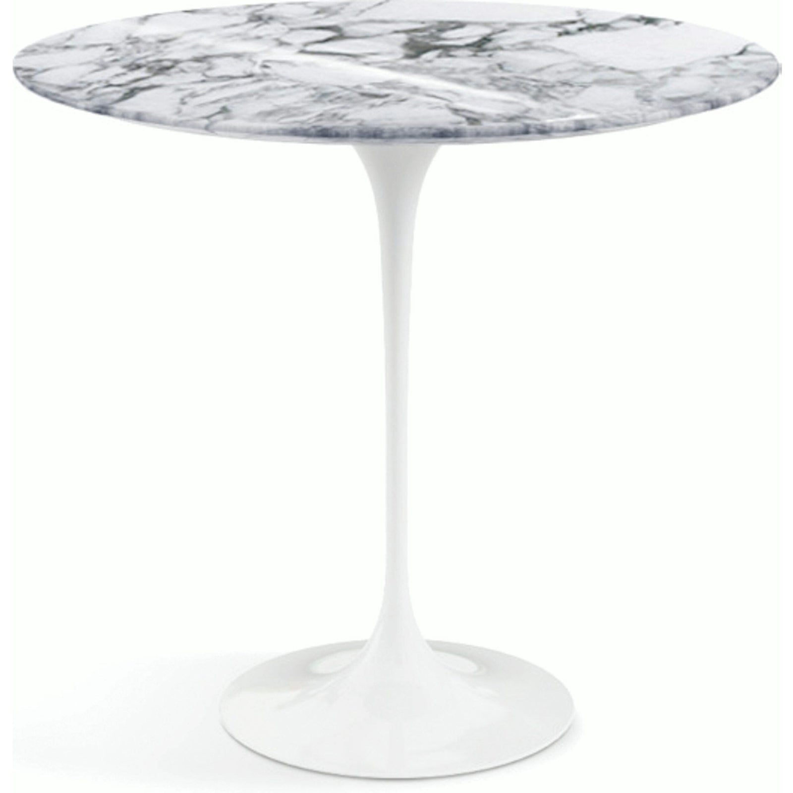 Saarinen Side Table - 22” Oval side/end table Knoll White Arabescato marble, Shiny finish 