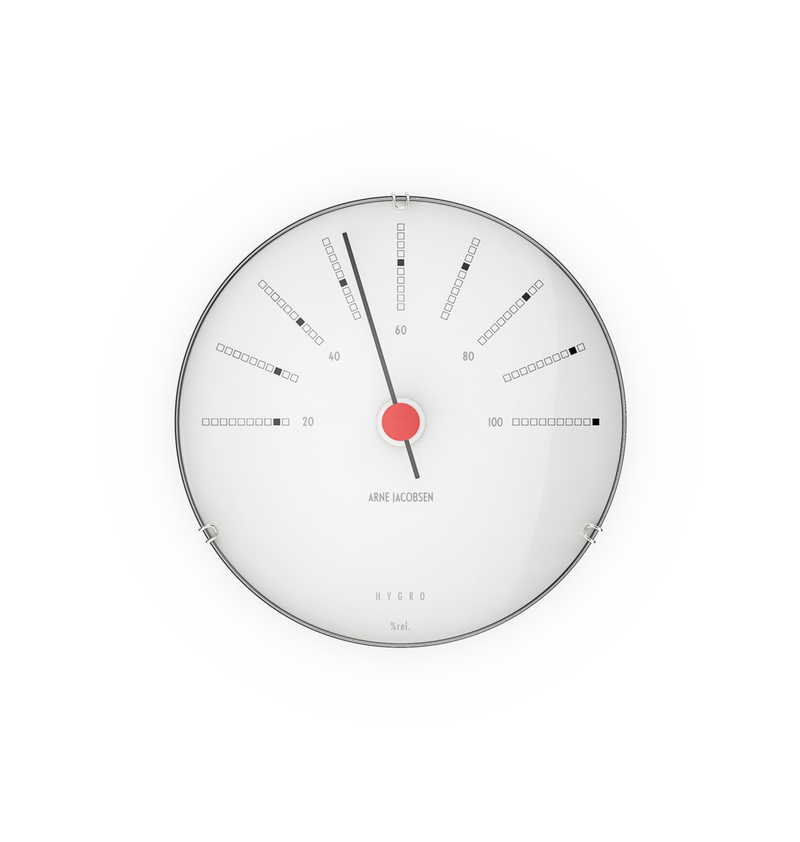 Arne Jacobsen Bankers Hygrometer in White, front view