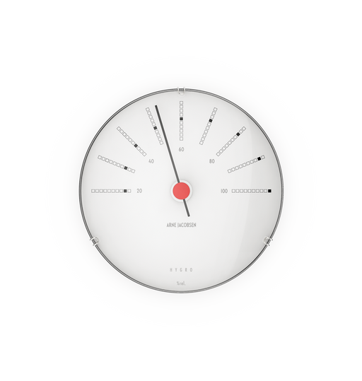 Arne Jacobsen Bankers Hygrometer in White, front view