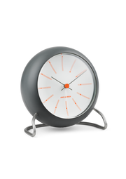 Arne Jacobsen Bankers Table Clock in Dark Grey, angled view