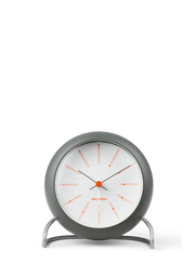 Arne Jacobsen Bankers Table Clock in Dark Grey, front view