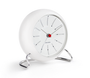 Arne Jacobsen Bankers Table Clock in White, angled view