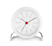 Arne Jacobsen Bankers Table Clock in White, front view
