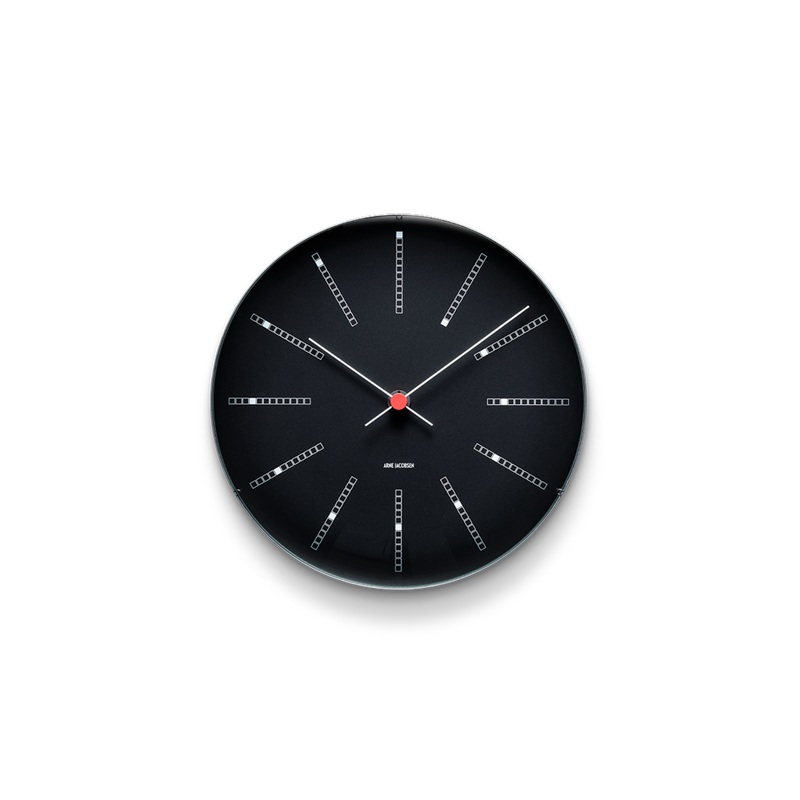 Arne Jacobsen Bankers Wall Clock in Black, Medium, front view