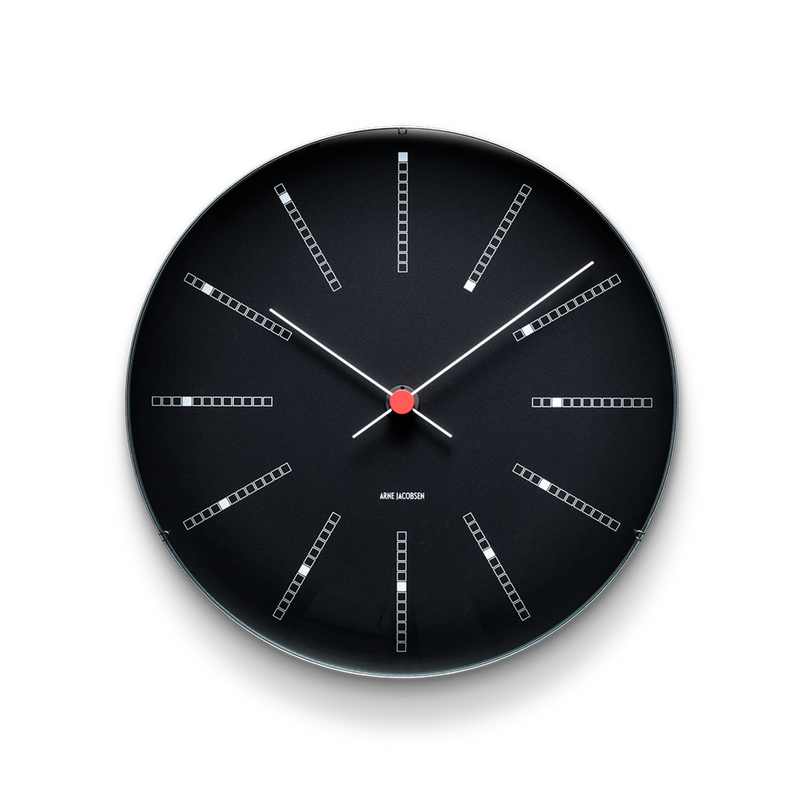 Arne Jacobsen Bankers Wall Clock in Black, Large, front view