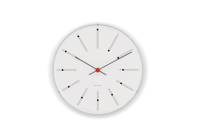 Arne Jacobsen Bankers Wall Clock in White, Medium, front view