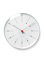 Arne Jacobsen Bankers Wall Clock in White, angled view