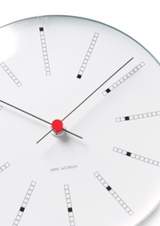 Arne Jacobsen Bankers Wall Clock in White, dial and case detail