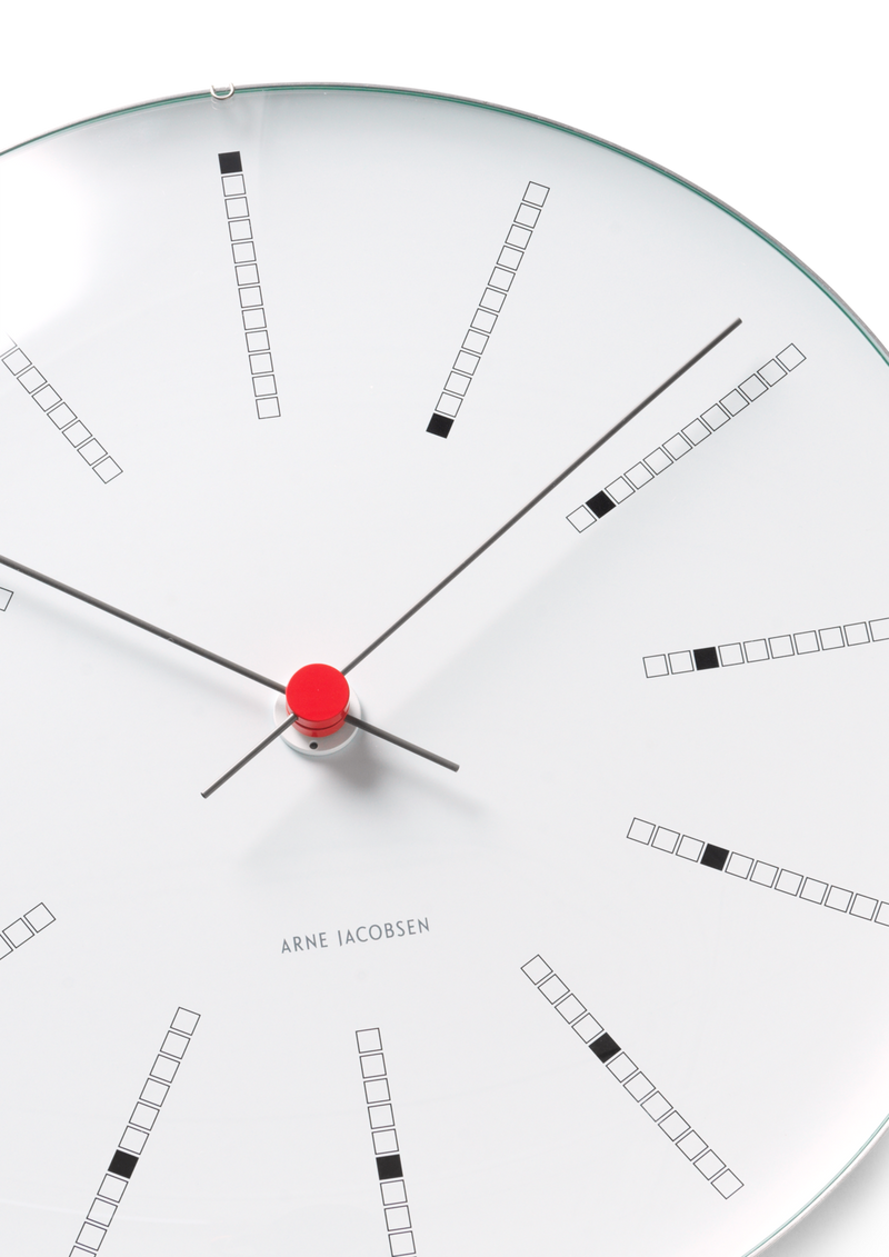 Arne Jacobsen Bankers Wall Clock in White, dial and case detail