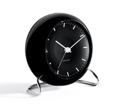 Arne Jacobsen City Hall Table Clock in Black, angled view