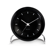 Arne Jacobsen City Hall Table Clock in Black, front view