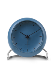 Arne Jacobsen City Hall Table Clock in Stone Blue, front view