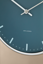 Arne Jacobsen City Hall Wall Clock in Blue, dial and case detail