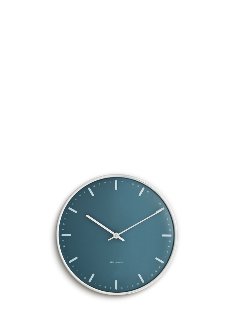 Arne Jacobsen City Hall Wall Clock in Blue, Medium, front view