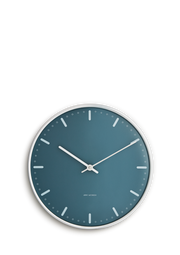 Arne Jacobsen City Hall Wall Clock in Blue, Large, front view