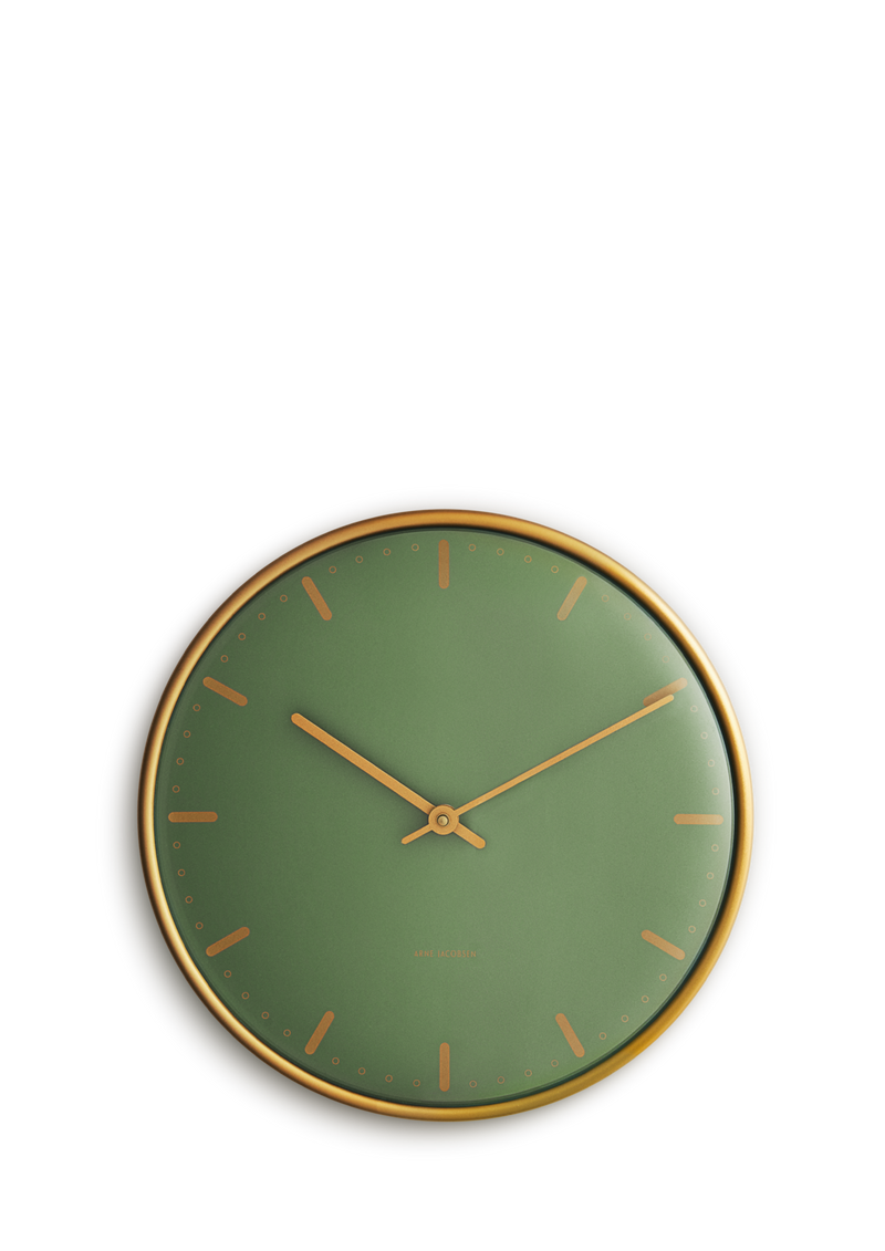 Arne Jacobsen City Hall Wall Clock in Green, Large, front view