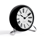 Arne Jacobsen Roman Table Clock in White and Black, angled view