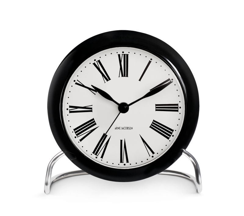 Arne Jacobsen Roman Table Clock in White and Black, front view