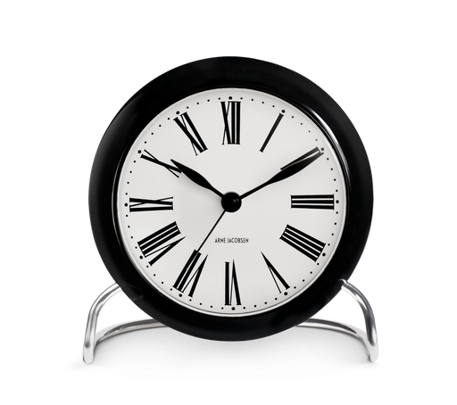 Arne Jacobsen Roman Table Clock in White and Black, front view