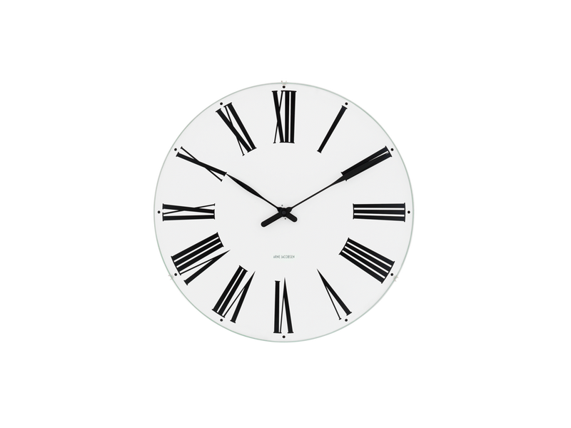 Arne Jacobsen Roman Wall Clock in White and Black, Small, front view