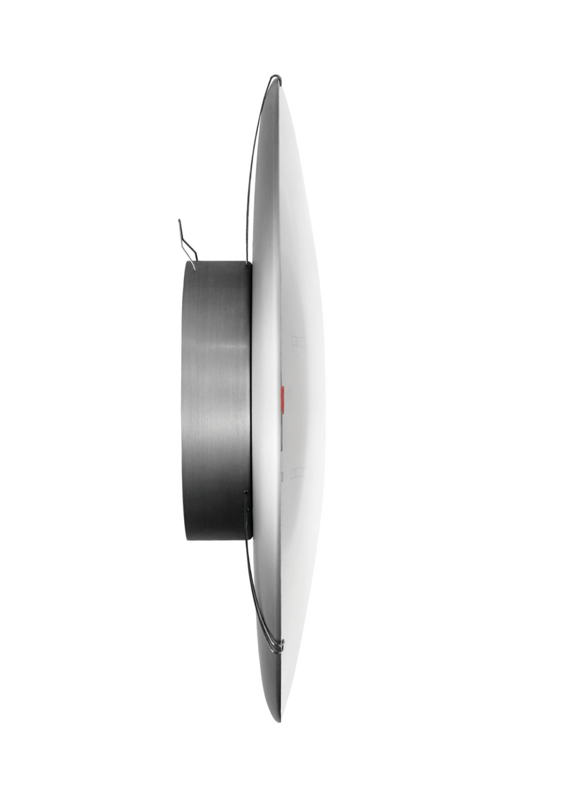 Arne Jacobsen Roman Wall Clock in White and Black, angled view