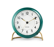 Arne Jacobsen Station Table Clock in Green and White, front view