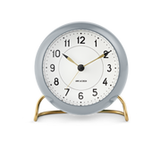 Arne Jacobsen Station Table Clock in Grey and White, front view