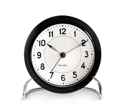 Arne Jacobsen Station Table Clock in White and Black, front view
