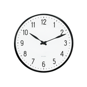 Arne Jacobsen Station Wall Clock in White and Black, Medium, front view