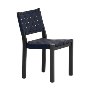 Chair 611 Chairs Artek Black Lacquered / Black-Blue Webbing 