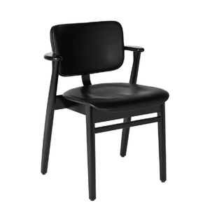 Domus Chair lounge chair Artek Natural Lacquered Oak Frame Finish / Black Leather Prestige Seat & Back 