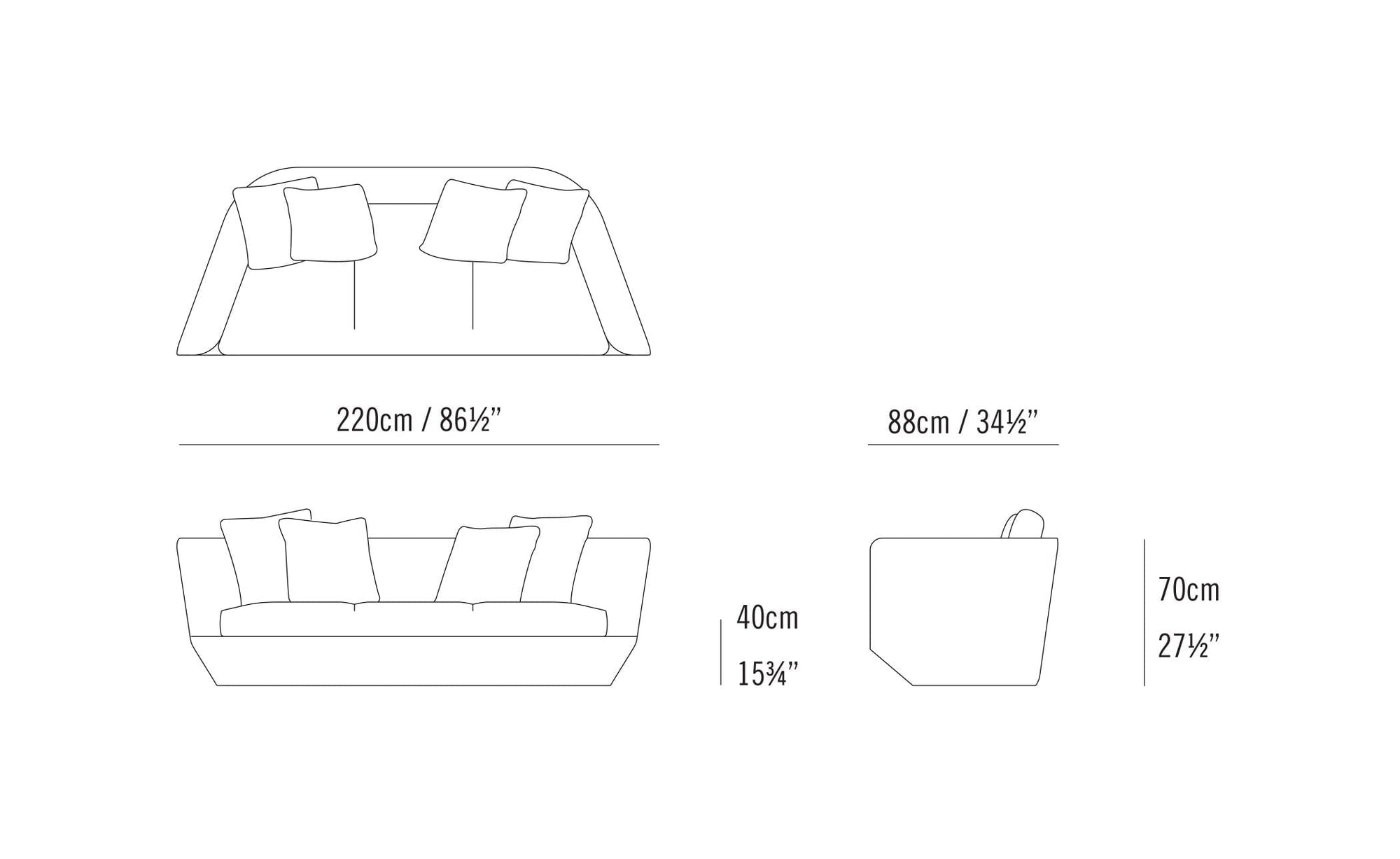 Aura 220 Three Seat Sofa sofa Bensen 