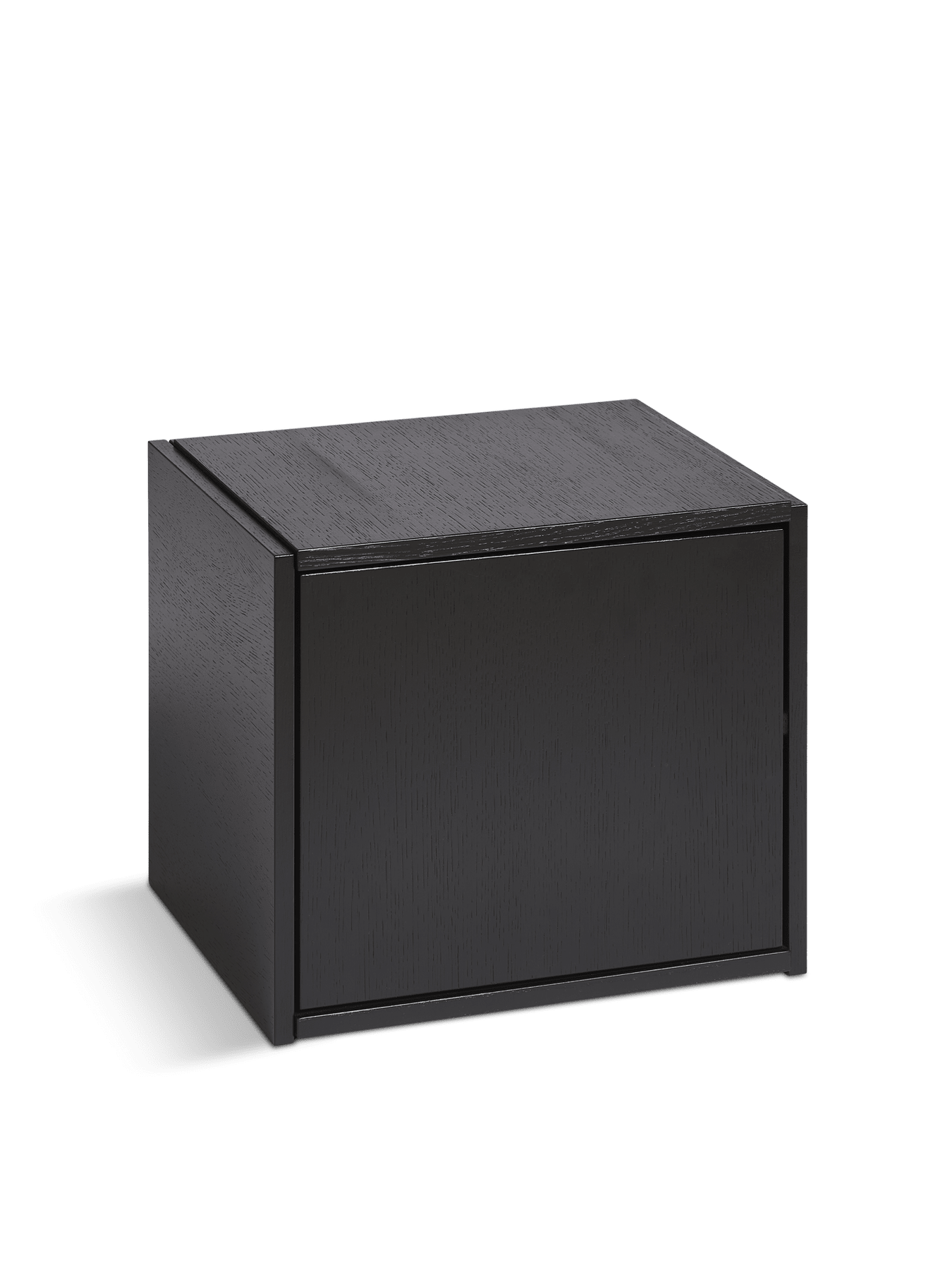 Bricks Cube storage Woud Cube (Door Left) Black Painted Oak 