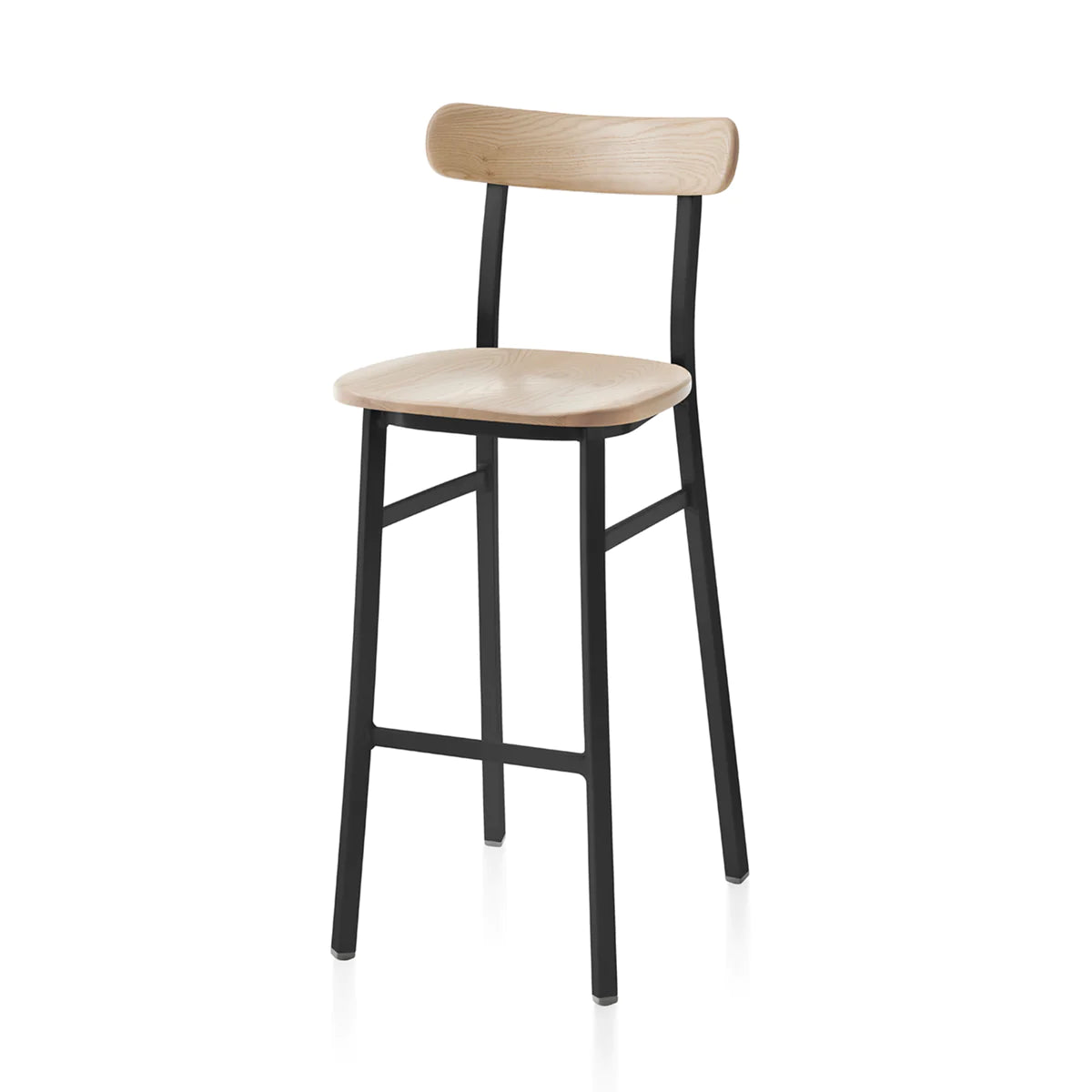 Emeco Utility Stool Chair Emeco Bar Height Black Powder Coated Ash