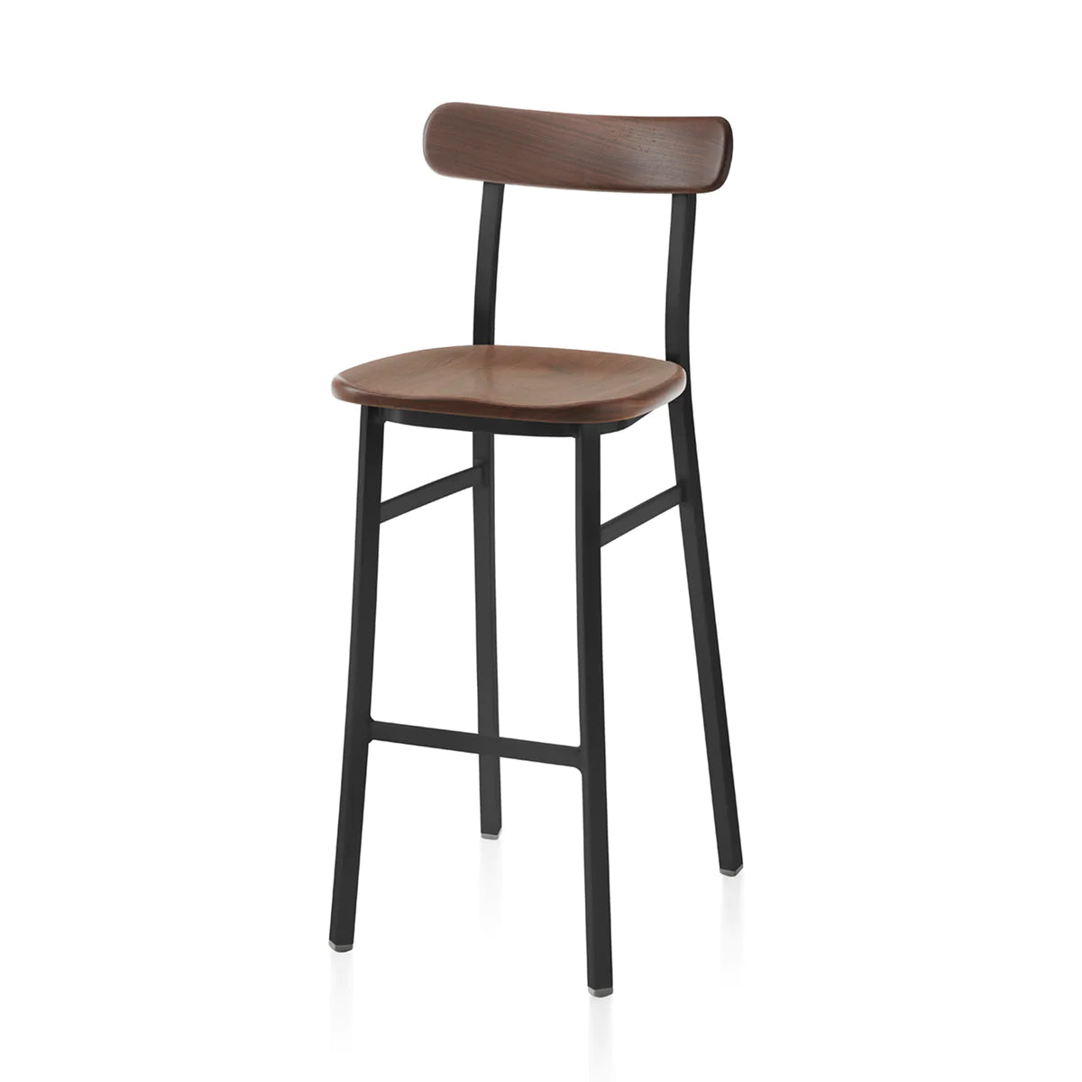 Emeco Utility Stool Chair Emeco Bar Height Black Powder Coated Walnut