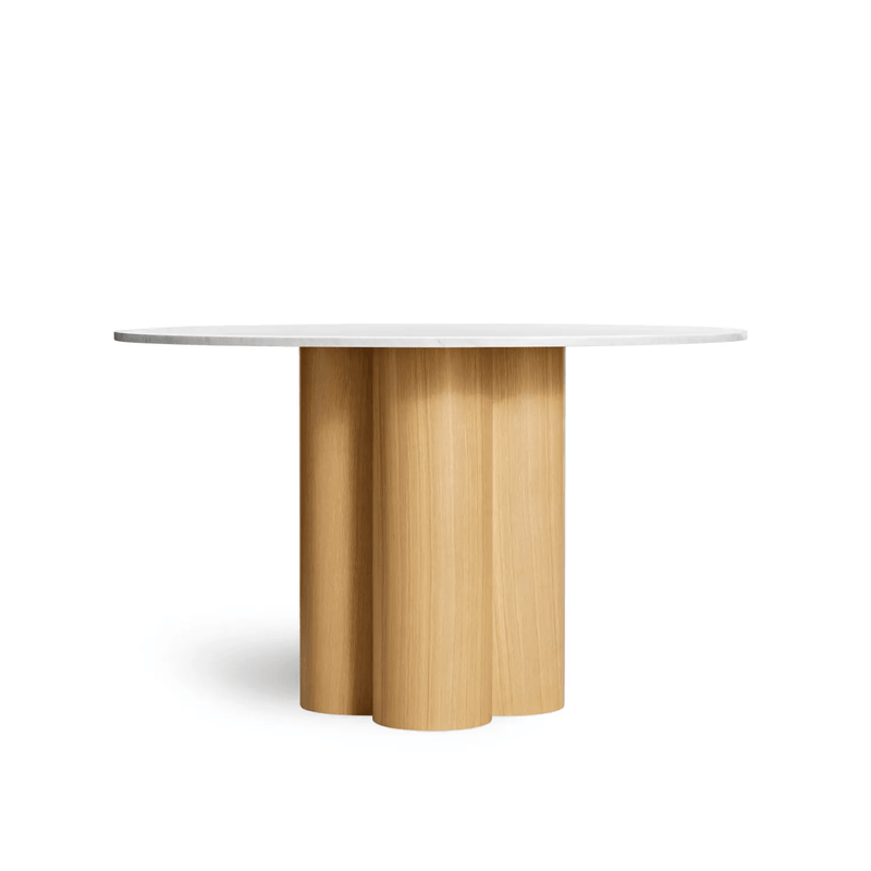 4/4 Round Dining Table Dining Tables BluDot Small Marble / White Oak 