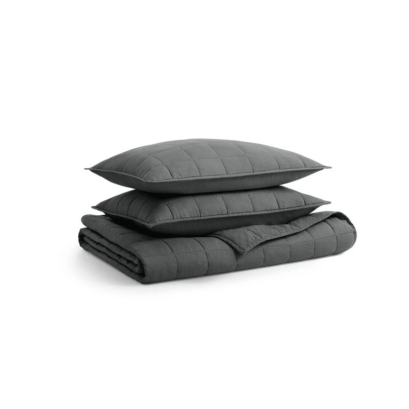 Ester Linen Quilt Set Beds BluDot King Charcoal 